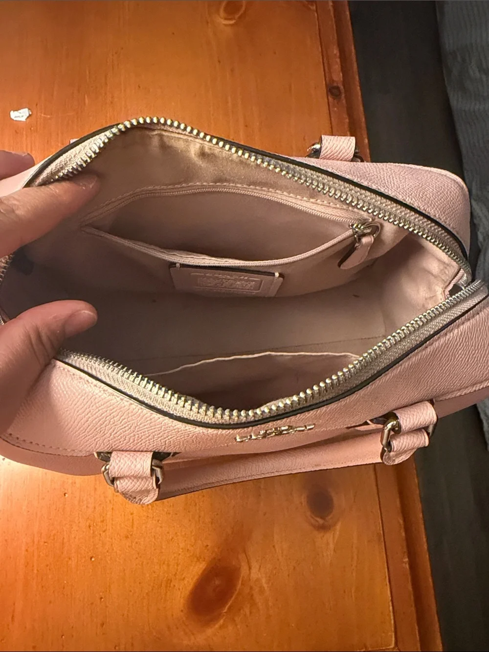 Coach Pebbled Leather Satchel in Blush Pink